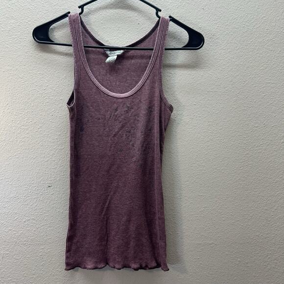 Y2K Aeropostale Maroon Ribbed Tank Top SZ M Cyber Punk Grunge Scoop Neck - Picture 1 of 4